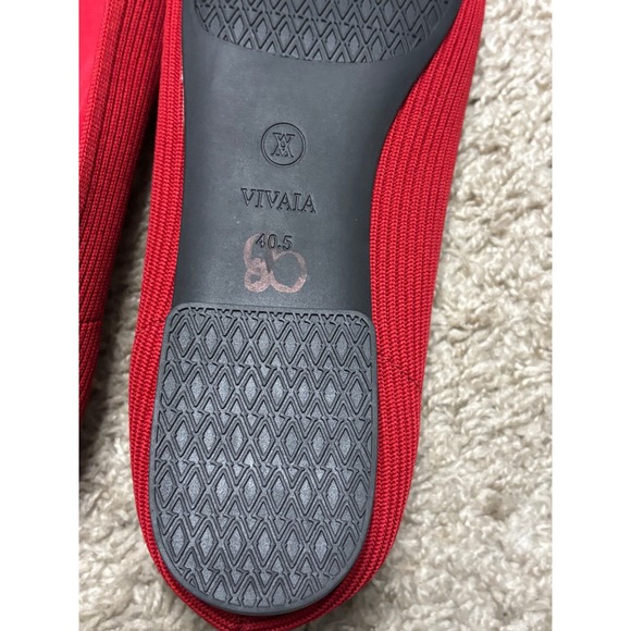 VIVAIA Red Knit Pointed Toe Ballet Flats Women EU 40.5 - Picture 6 of 7